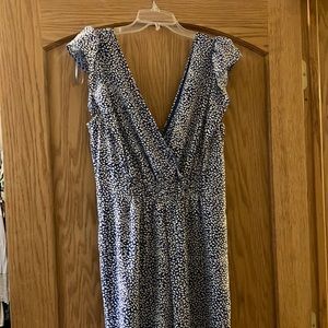 Cap sleeve blue and white pants jumper